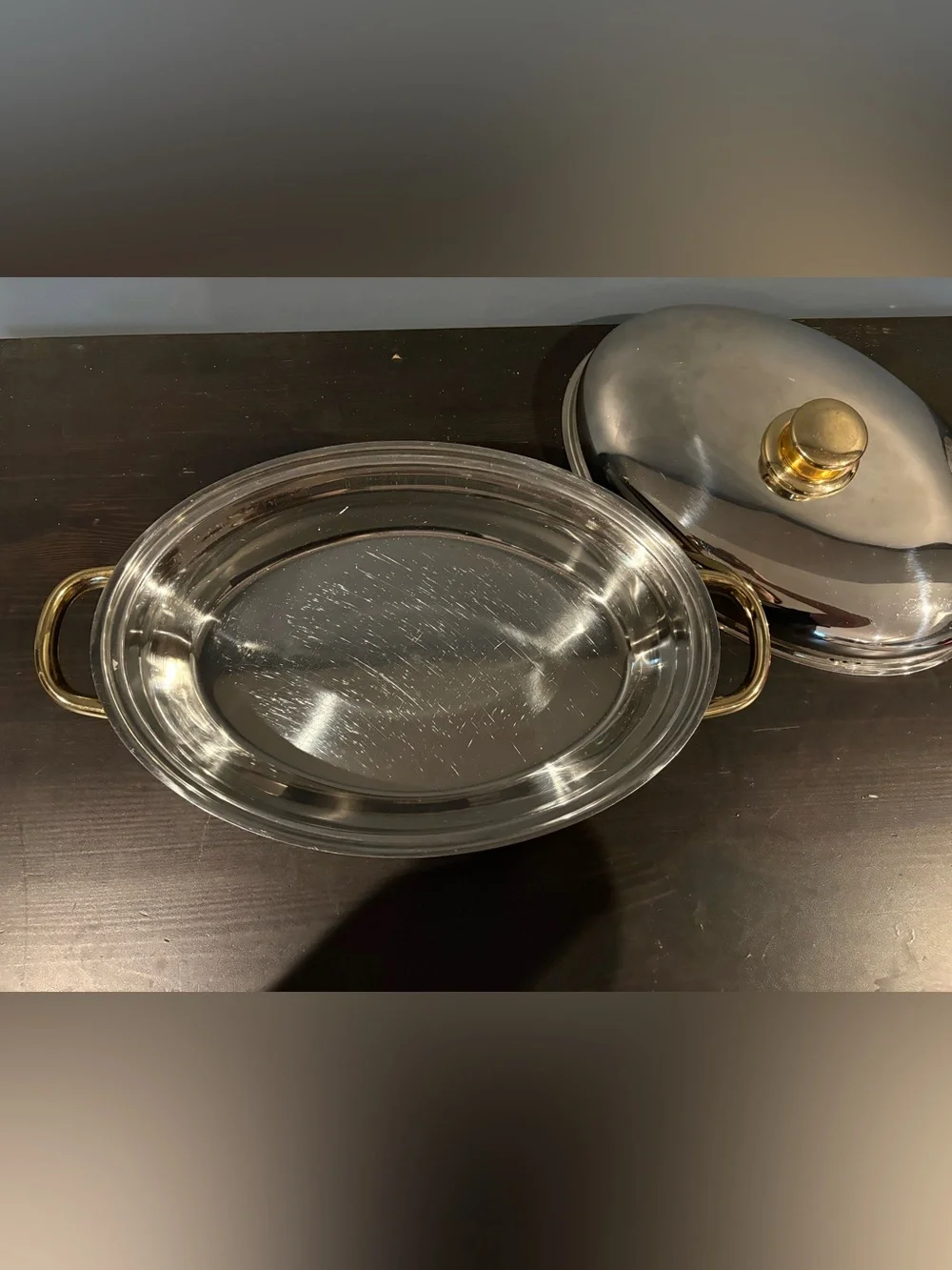 Command Performance Gold Cuisine Cookware Oval Roaster 18/10 Stainless Steel 12”